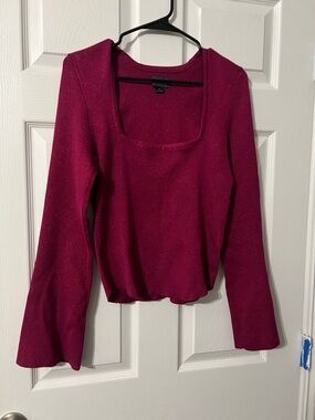 Anthropologie Maeve Sparkle Knit Top - Magenta